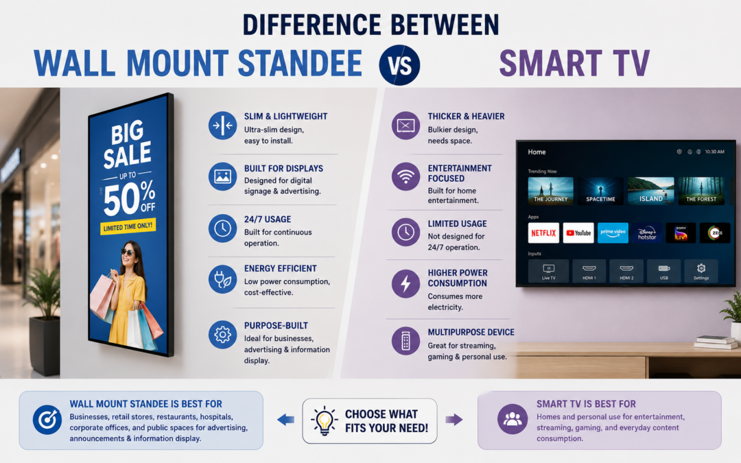 Difference Between a Wall Mount Standee and a Smart TV